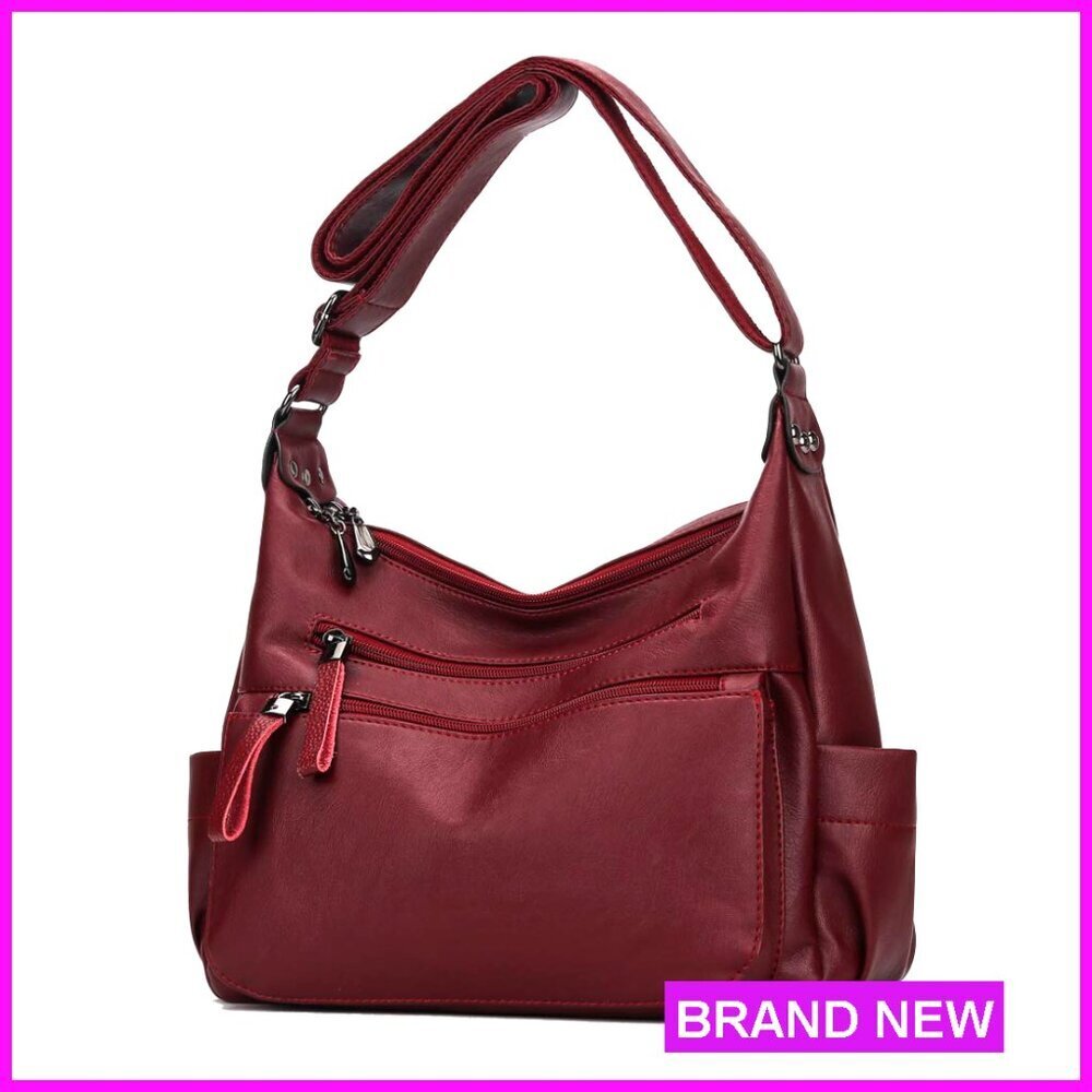 Large Hobo Crossbody Bag with Multi-Pocket Design Adjustable Strap